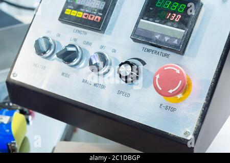Close-up Technical display on the control panel with electrical appliances, backlight Stock Photo