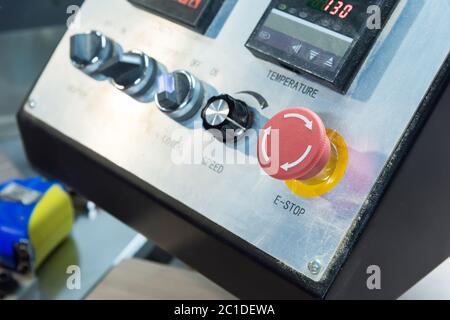 Close-up Technical display on the control panel with electrical appliances, backlight Stock Photo