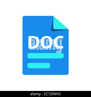 Vector blue icon DOC. File format extensions icon. flat design style. Stock Vector