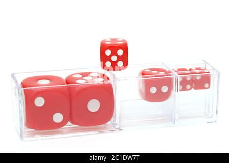 colorful dice on a white background Stock Photo