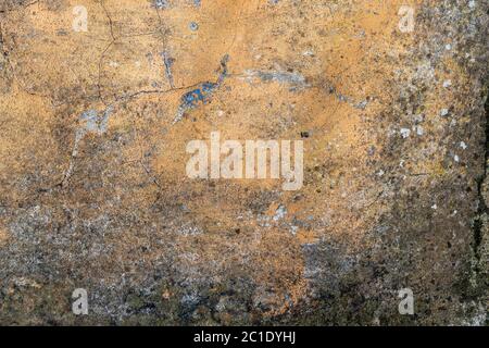 Old concrete corrosion wall with mold and fungus. Cracks and peeling. Antique Brown Abstract Background Stock Photo