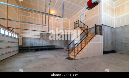 Panorama crop Empty open plan basement in a modern house Stock Photo