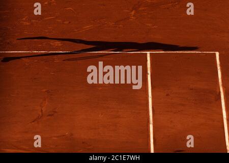 View on a tennis clay court and baseline Stock Photo