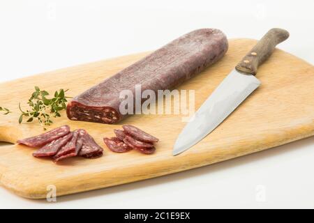 Salami from buffalo meat Stock Photo