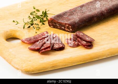 Salami from buffalo meat Stock Photo