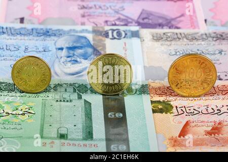 Tunisian Dinar coins Stock Photo