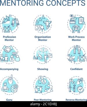 Mentoring concept icons set Stock Vector