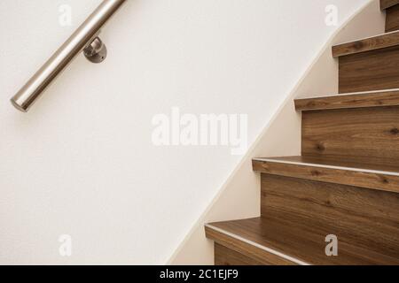 Close up and details of railing and stairs of a modern building Stock Photo