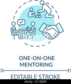 On on one mentoring concept icon Stock Vector