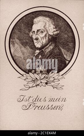 Weimar Republik time. 'Is This My Prussia?' Picture of Friedrich The Great, political propaganda card ' Deutschnationale Volkspartei' Stock Photo