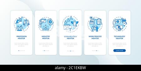Educational course onboarding mobile app page screen with concepts Stock Vector