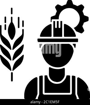 Agricultural engineer black glyph icon Stock Vector