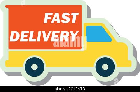 delivery concept (free, fast, food delivery) sticker. vector illustration Stock Vector