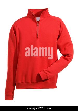 zipper sweatshirt red isolated on white Stock Photo