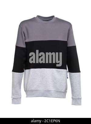 sweatshirt tri color black gray isolated on white Stock Photo