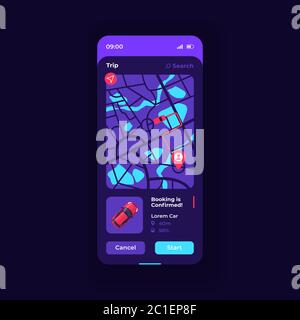 Trip route smartphone interface vector template Stock Vector