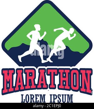 marathon running race people, sport and activity logo. vector illustration Stock Vector