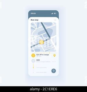 Bus route tracking app smartphone interface vector template Stock Vector