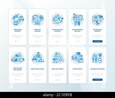 Professional help onboarding mobile app page screen with concepts Stock Vector