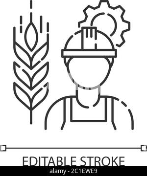 Agricultural engineer pixel perfect linear icon Stock Vector