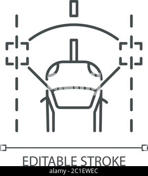 Lane keeping assist pixel perfect linear icon Stock Vector