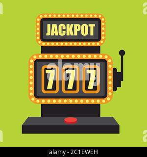 lucky sevens jackpot in golden slot machine. vector illustration Stock Vector