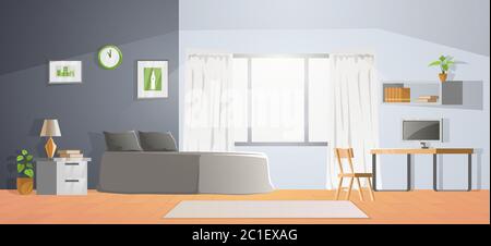 room decoration of bedroom with gradient design,vector illustration Stock Vector
