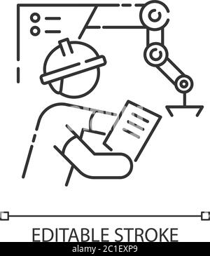 Mechanical engineer pixel perfect linear icon Stock Vector Image & Art ...