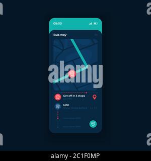 Public transport tracking app smartphone interface vector template Stock Vector