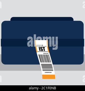 luggage tag label on suitcase with istanbul turkey country code and barcode. vector illustration Stock Vector