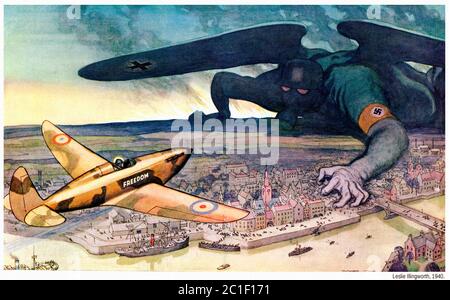 Retro poster from the WW2 time period. The Battle of Britain. 1940 Stock Photo