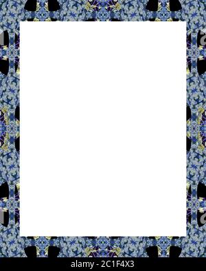 White Frame with Decorated Borders Stock Photo