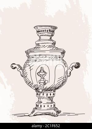 Sketch of samovar, Hand drawn Vector illustration Stock Vector