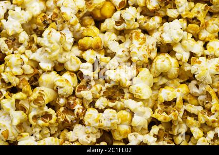 home made caramel popcorn close up background image Stock Photo