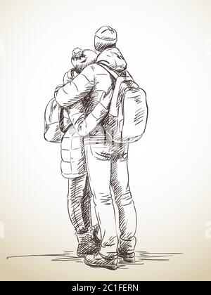 40 Romantic Couple Hugging Drawings and Sketches  Buzz16