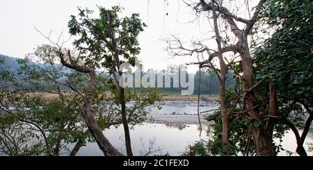 Sunset over Ramganga River in Jim Corbett National Park, India Stock Photo