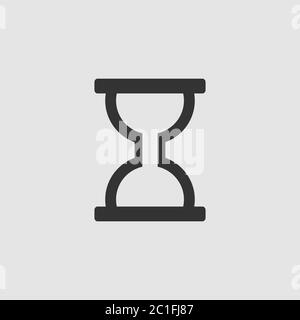 Hourglass icon flat. Black pictogram on grey background. Vector illustration symbol Stock Vector