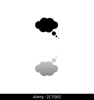 Thought bubble. Black symbol on white background. Simple illustration. Flat Vector Icon. Mirror Reflection Shadow. Can be used in logo, web, mobile an Stock Vector