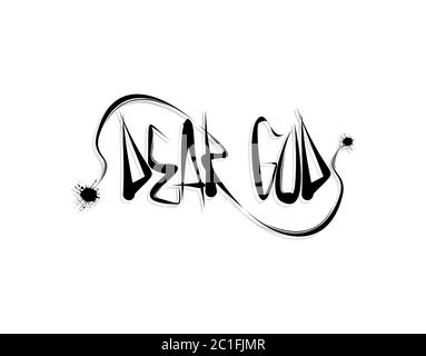 Dear God lettering text on white background in vector illustration Stock Vector