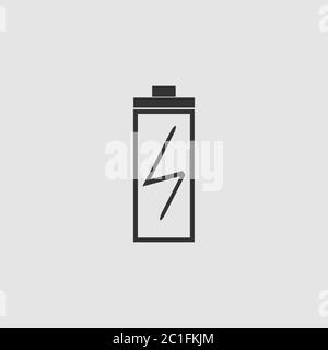Battery Charging icon flat. Black pictogram on grey background. Vector illustration symbol Stock Vector