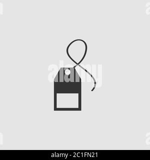 Tea bag icon flat. Black pictogram on grey background. Vector illustration symbol Stock Vector