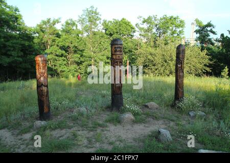 Idols of ancient Slavic pagan Gods. Stock Photo