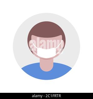 Vector icon of a medical staff member with a face mask and short hair, dressed in blue. Represent a doctor, nurse or a vet on your healthcare site. Stock Vector