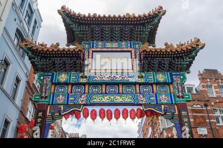 Close up of the entrance gate to China Town London Stock Photo