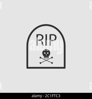 Grave icon flat. Black pictogram on grey background. Vector illustration symbol Stock Vector