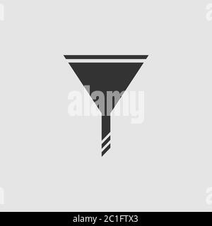 Funnel icon flat. Black pictogram on grey background. Vector illustration symbol Stock Vector