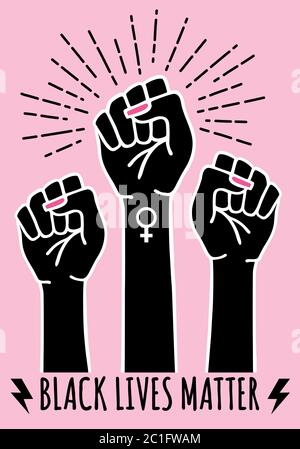 Black lives matter, fist, female hands protest against racism, vector illustration Stock Vector