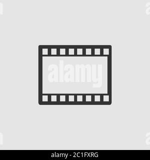 Film or Media icon flat. Black pictogram on grey background. Vector illustration symbol Stock Vector