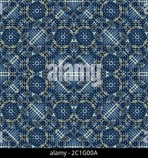Squares and Circles Motif Tech Seamless Pattern Stock Photo