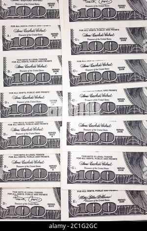 100 dollars bank notes details Stock Photo